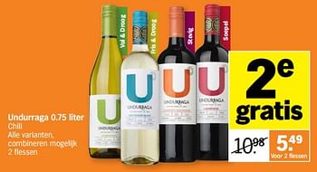 Promotions Undurraga - Vins rouges - Valide de 06/05/2024 à 12/05/2024 chez Albert Heijn
