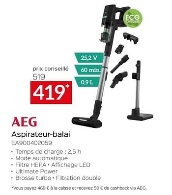 Promoties Aeg aspirateur-balai ea900402059 - AEG - Geldig van 26/04/2024 tot 31/05/2024 bij Selexion