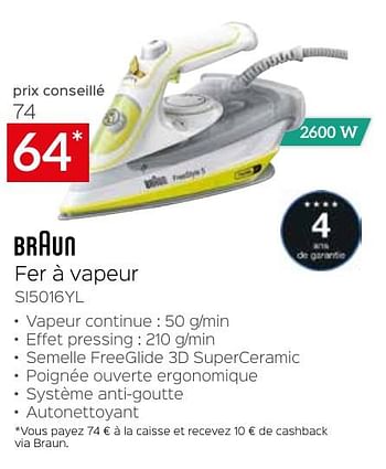 Promotions Braun fer à vapeur si5016yl - Braun - Valide de 26/04/2024 à 31/05/2024 chez Selexion