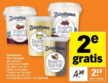 Promotions Zuivelhoeve boer`n duo vla vanille + chocolade - Produit Maison - Albert Heijn - Valide de 06/05/2024 à 12/05/2024 chez Albert Heijn