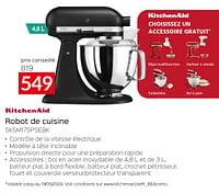 Promotions Kitchenaid robot de cuisine 5ksm175psebk - Kitchenaid - Valide de 26/04/2024 à 31/05/2024 chez Selexion