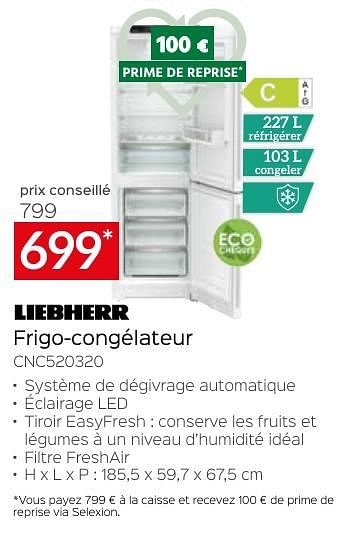 Promoties Liebherr frigo-congélateur cnc520320 - Liebherr - Geldig van 26/04/2024 tot 31/05/2024 bij Selexion