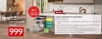 Promotions Miele lave-vaisselle encastrable g5150scviedst - Miele - Valide de 26/04/2024 à 31/05/2024 chez Selexion