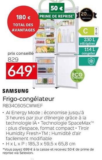 Promoties Samsung frigo-congélateur rb34c605cwwef - Samsung - Geldig van 26/04/2024 tot 31/05/2024 bij Selexion