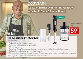 Promotions Braun mixeur plongeant multiquick mq55254m - Braun - Valide de 26/04/2024 à 31/05/2024 chez Selexion
