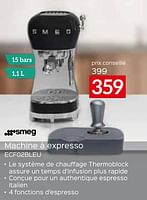 Promotions Smeg machine à expresso ecf02bleu - Smeg - Valide de 26/04/2024 à 31/05/2024 chez Selexion