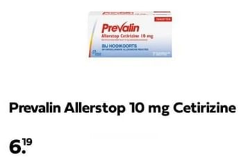 Promotions Prevalin allerstop 10 mg cetirizine - Prevalin - Valide de 05/05/2024 à 09/05/2024 chez Plein