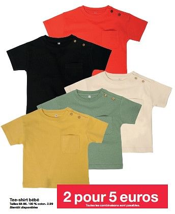 Promotions Tee-shirt bébé - Produit maison - Zeeman  - Valide de 04/05/2024 à 10/05/2024 chez Zeeman