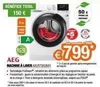 Promotions Aeg machine à laver axlr73xu844 - AEG - Valide de 26/04/2024 à 31/05/2024 chez Expert