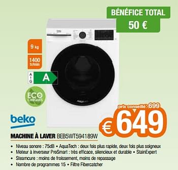 Promoties Beko machine à laver beb5wt594189w - Beko - Geldig van 26/04/2024 tot 31/05/2024 bij Expert