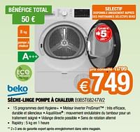 Promotions Beko sèche-linge pompe à chaleur b9b5t68247w2 - Beko - Valide de 26/04/2024 à 31/05/2024 chez Expert