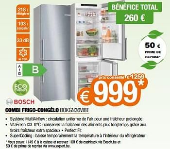 Promotions Bosch combi frigo-congélo bokgn36vibt - Bosch - Valide de 26/04/2024 à 31/05/2024 chez Expert