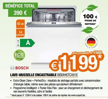 Promoties Bosch lave-vaisselle encastrable bismh6tcx01e - Bosch - Geldig van 26/04/2024 tot 31/05/2024 bij Expert