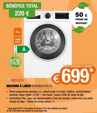 Promotions Bosch machine à laver bowgg244zlfg - Bosch - Valide de 26/04/2024 à 31/05/2024 chez Expert