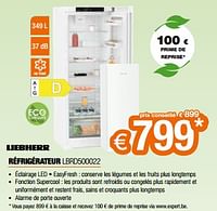 Promotions Liebherr réfrigérateur lbrd500022 - Liebherr - Valide de 26/04/2024 à 31/05/2024 chez Expert