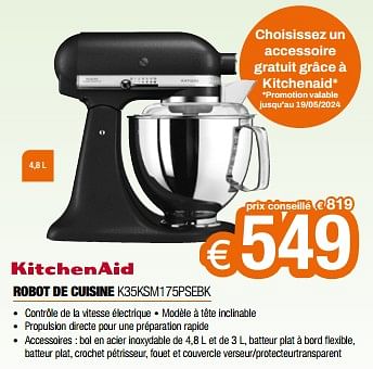 Promoties Kitchenaid robot de cuisine k35ksm175psebk - Kitchenaid - Geldig van 26/04/2024 tot 31/05/2024 bij Expert