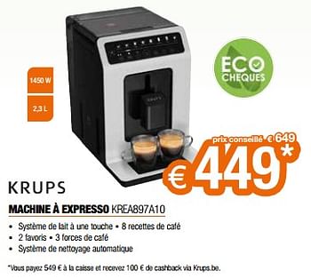 Promotions Krups machine à expresso krea897a10 - Krups - Valide de 26/04/2024 à 31/05/2024 chez Expert