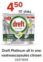 Promoties Dreft platinum all in one vaatwascapsules citroen - Dreft - Geldig van 03/05/2024 tot 09/06/2024 bij Euro Shop