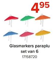 Promoties Glasmarkers paraplu set van 6 - Dotz - Geldig van 03/05/2024 tot 09/06/2024 bij Euro Shop