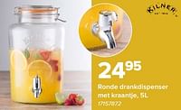 Promoties Ronde drankdispenser met kraantje - Kilner - Geldig van 03/05/2024 tot 09/06/2024 bij Euro Shop