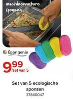 Promoties Set van 5 ecologische sponzen - Huismerk - Euroshop - Geldig van 03/05/2024 tot 09/06/2024 bij Euro Shop