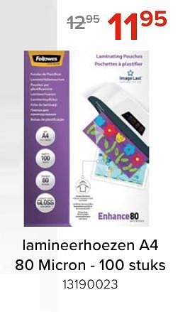 Promotions Lamineerhoezen a4 80 micron - Fellowes - Valide de 03/05/2024 à 09/06/2024 chez Euro Shop