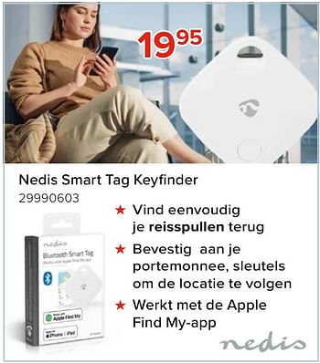 Promoties Nedis smart tag keyfinder - Nedis - Geldig van 03/05/2024 tot 09/06/2024 bij Euro Shop