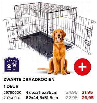 Promotions Zwarte draadkooien 1 deur - Euro Pet - Valide de 03/05/2024 à 09/06/2024 chez Euro Shop