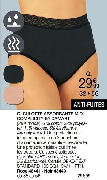Promotions Culotte absorbante midi complicity by damart - Produit Maison - Damart - Valide de 01/05/2024 à 30/06/2024 chez Damart