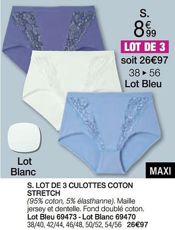 Promotions Lot de 3 culottes coton stretch - Produit Maison - Damart - Valide de 01/05/2024 à 30/06/2024 chez Damart