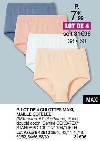 Promotions Lot de 4 culottes maxi, maille côtelée - Produit Maison - Damart - Valide de 01/05/2024 à 30/06/2024 chez Damart