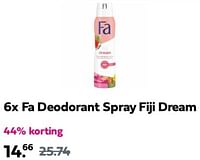 Promoties 6x fa deodorant spray fiji dream - Fa - Geldig van 09/05/2024 tot 11/05/2024 bij Plein