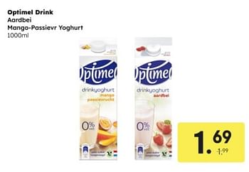 Promotions Optimel drink aardbei mango-passievr yoghurt - Optimel - Valide de 05/05/2024 à 18/05/2024 chez Ochama