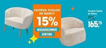 Promotions Fauteuil toulon en nancy - Produit maison - Kwantum - Valide de 06/05/2024 à 26/05/2024 chez Kwantum