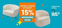 Promoties Fauteuil toulon en nancy - Huismerk - Kwantum - Geldig van 06/05/2024 tot 26/05/2024 bij Kwantum