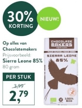 Promotions Sierra leone 85% - Chocolatemakers - Valide de 05/05/2024 à 12/05/2024 chez Holland & Barret