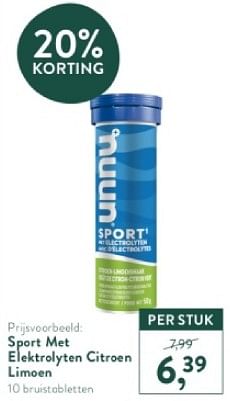 Promotions Sport met elektrolyten citroen limoen - Nuun - Valide de 05/05/2024 à 12/05/2024 chez Holland & Barret