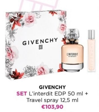 Promoties Givenchy set l`interdit edp + travel spray - Givenchy - Geldig van 06/05/2024 tot 12/05/2024 bij ICI PARIS XL
