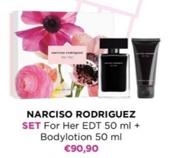 Promotions Narciso rodriguez set for her edt + bodylotion - Narciso Rodriguez - Valide de 06/05/2024 à 12/05/2024 chez ICI PARIS XL