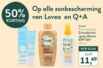 Promoties Zonnebrand spray monoi - Lovea - Geldig van 05/05/2024 tot 12/05/2024 bij Holland & Barret