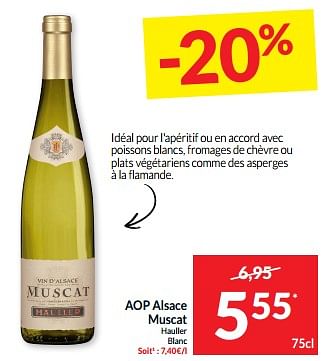 Promoties Aop alsace muscat hauller blanc - Witte wijnen - Geldig van 07/05/2024 tot 12/05/2024 bij Intermarche
