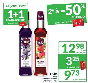 Promotions Fruiss sirop - Fruiss - Valide de 07/05/2024 à 12/05/2024 chez Intermarche