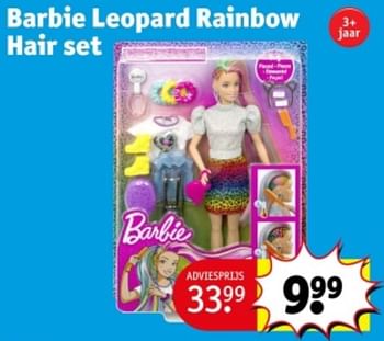 Promotions Barbie leopard rainbow hair set - Mattel - Valide de 07/05/2024 à 12/05/2024 chez Kruidvat