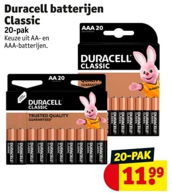 Promotions Duracell batterijen classic - Duracell - Valide de 07/05/2024 à 12/05/2024 chez Kruidvat