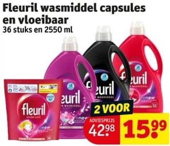 Promoties Fleuril wasmiddel capsules en vloeibaar - Fleuril - Geldig van 07/05/2024 tot 12/05/2024 bij Kruidvat