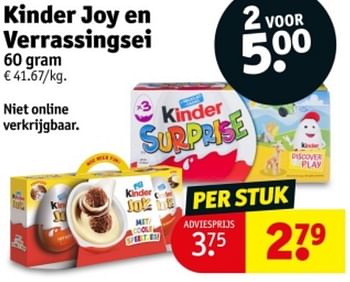Promoties Kinder joy en verrassingsei - Kinder - Geldig van 07/05/2024 tot 12/05/2024 bij Kruidvat