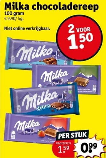 Promoties Milka chocoladereep - Milka - Geldig van 07/05/2024 tot 12/05/2024 bij Kruidvat