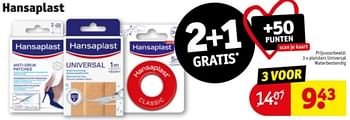 Promotions Pleisters universal waterbestendig - Hansaplast - Valide de 07/05/2024 à 12/05/2024 chez Kruidvat