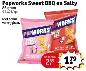 Promotions Popworks sweet bbq en salty - Popworks - Valide de 07/05/2024 à 12/05/2024 chez Kruidvat