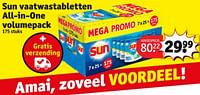 Promoties Sun vaatwastabletten all-in-one volumepack - Sun - Geldig van 07/05/2024 tot 12/05/2024 bij Kruidvat